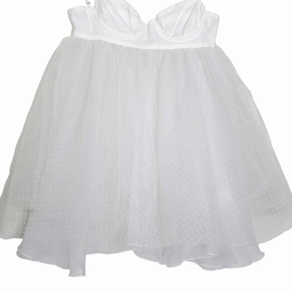 The Bar Kennedy Mini Dress Swiss Dot Blanc White Sheer Babydoll Tulle Size 00 - Picture 7 of 16